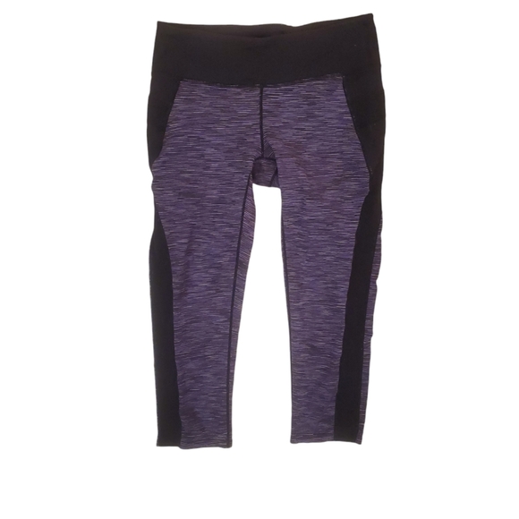 Athleta Pants - Athleta Women's Purple Black Crop Workout Leggings Size Small
